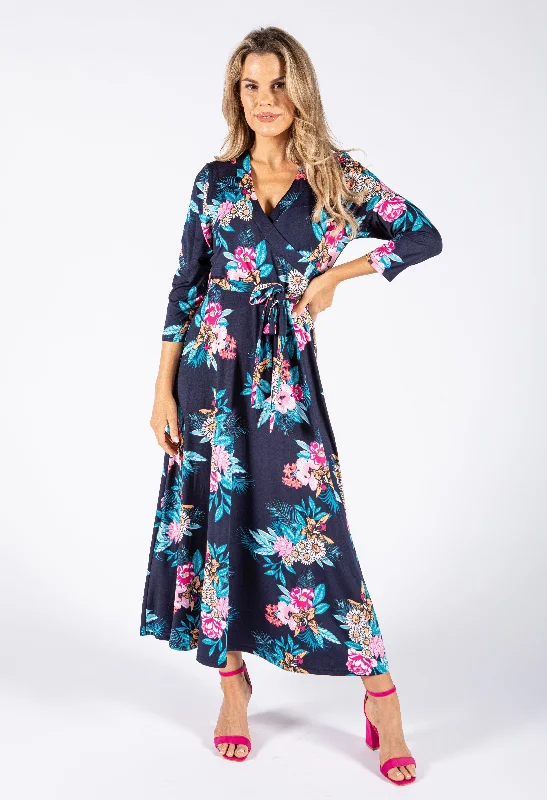 Cool Comfort Clothing Casual Layers Mixed Flower Print Dress