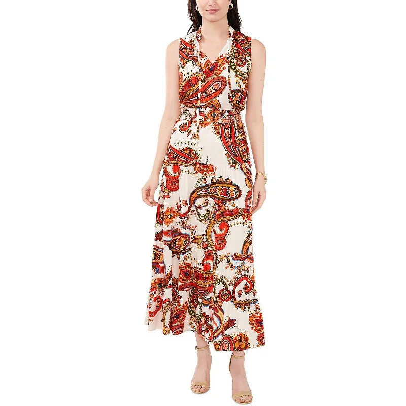 Streetwear Comfort Chic Textures MSK Womens Printed Tiered Maxi Dress