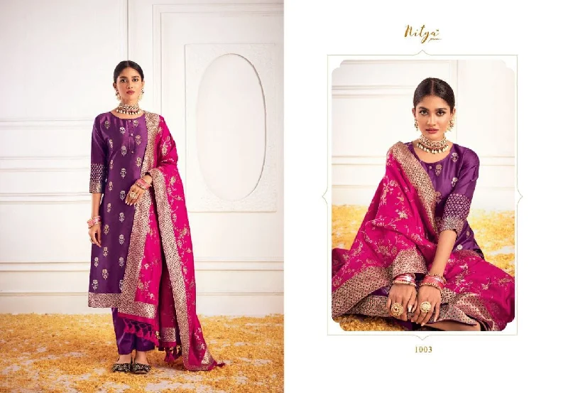 Affordable Comfort Wear Simple Comfort Look 1003 Nitya Silk Jaquard Straight Cut Suit Affordable Comfort Wear Simple Comfort Look 1003 Nitya Silk Jaquard Straight Cut Suit