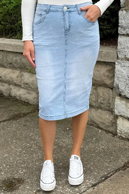 Soft Layering Wear Comfort-driven Style Emily Lt. Indigo Denim Skirt