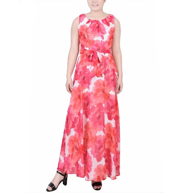 Street Style Comfort Everyday Chic NY Collection Womens Petites Chiffon Printed Maxi Dress