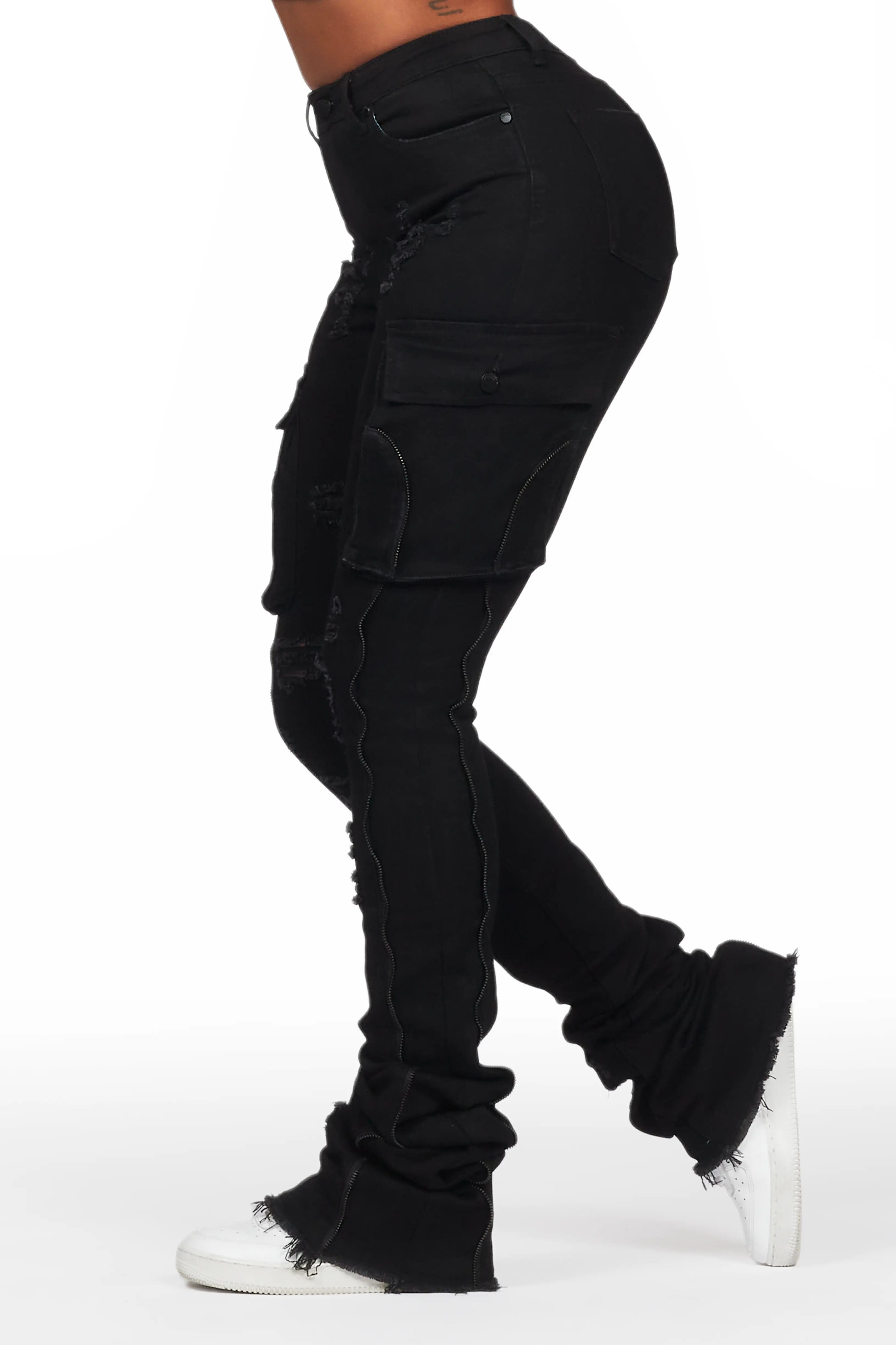 Effortless Soft Layers Soft Comfortwear Shanita Black Super Stacked Jean