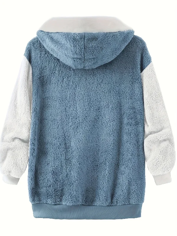 Affordable Chic Fits Comfy Wear Color Block Hooded Zip-Up Jacket