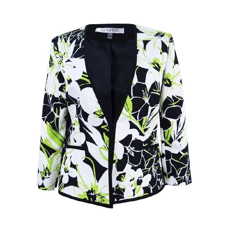 Effortless Chic Style Warm Layers Kasper Women's Floral-Print Blazer