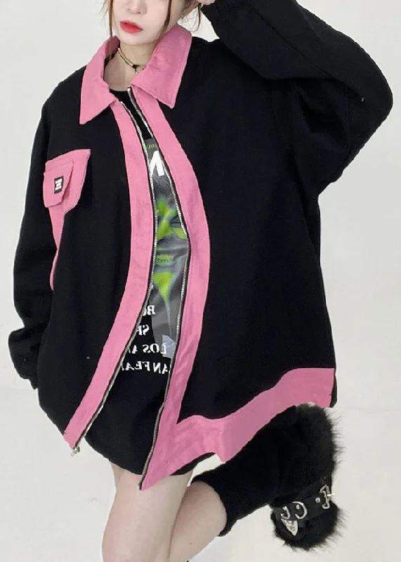 Cozy Outfits Wear Daily Chic Plus Size Black Peter Pan Collar Zip Up Cotton Coats Long Sleeve Cozy Outfits Wear Daily Chic Plus Size Black Peter Pan Collar Zip Up Cotton Coats Long Sleeve