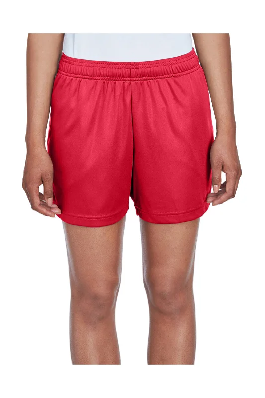 Street Comfortwear Soft Look Team 365 Womens Zone Performance Moisture Wicking Shorts w/ Pockets - Red