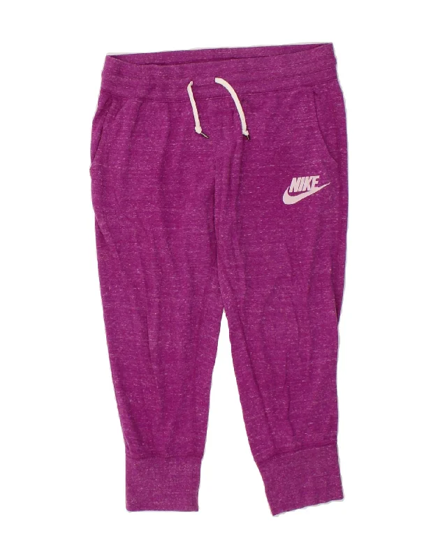 NIKE Womens Graphic Crop Tracksuit Trousers Joggers UK 14 Medium Purple