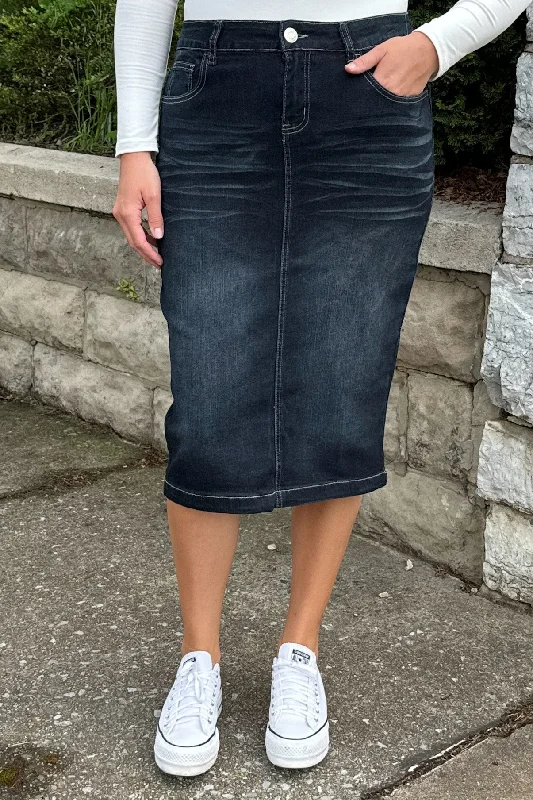 Soft Fabric Choices Affordable Comfort Emily Black Denim Skirt
