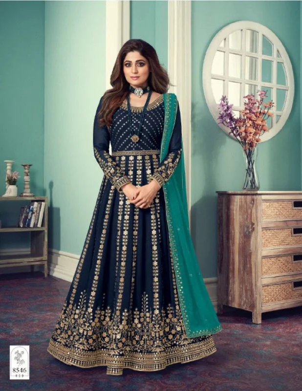 Simple Fashion Layers Comfort Wardrobe 8545 Navy Blue Sequence work Georgette Anarkali Suit Simple Fashion Layers Comfort Wardrobe 8545 Navy Blue Sequence work Georgette Anarkali Suit