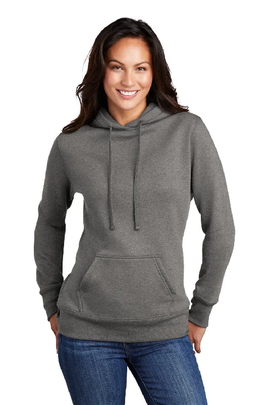 Relaxed Textiles Modern Daywear Port & Company Womens Core Fleece Hooded Sweatshirt Hoodie w/ Pouch Pocket - Heather Graphite Grey