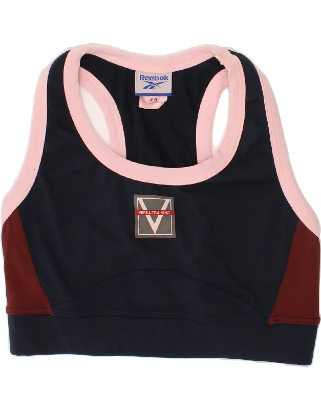 Comfortable Vibes Comfortable Layering REEBOK Womens Sport Bra Top IT 40 Small Navy Blue Colourblock Sports Comfortable Vibes Comfortable Layering REEBOK Womens Sport Bra Top IT 40 Small Navy Blue Colourblock Sports