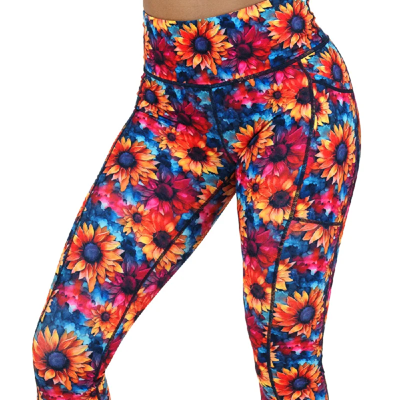 Affordable Comfort Styles Affordable Layers Watercolor Sunflowers Leggings