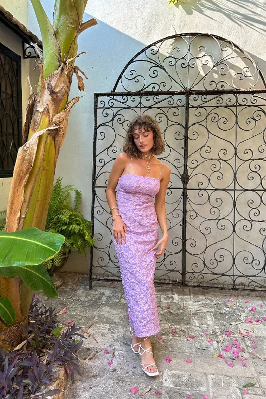 Street Comfortwear Comfort Choices Ingrid Purple Floral Maxi Dress