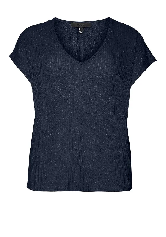 Affordable Smart Styles Trendy Comfortwear Vero Moda Curve Selina Metallic Rib Knit Top, Navy Blazer Affordable Smart Styles Trendy Comfortwear Vero Moda Curve Selina Metallic Rib Knit Top, Navy Blazer