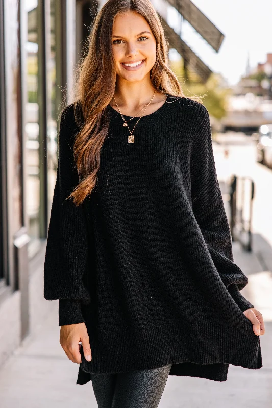 Casual Comfort Clothing Cozy Essentials Go On Your Way Black Sweater Tunic