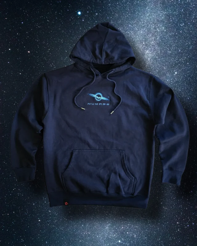 Large Navy Blue hoodie with blue logo