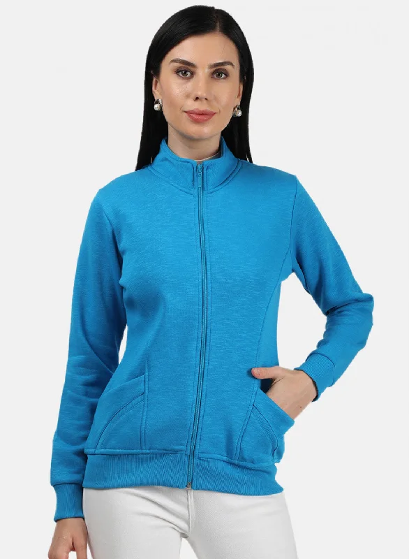 Streetwear Comfort Fashionable Comfortwear Women Blue Plain Sweatshirt