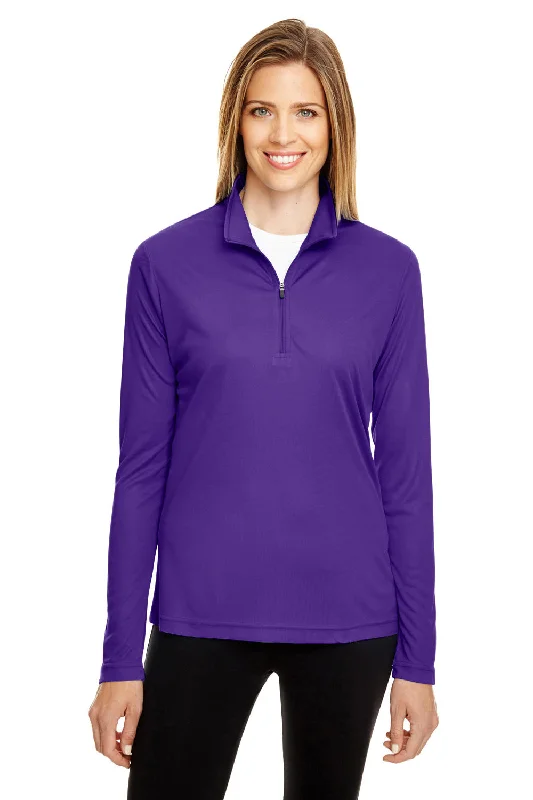 Affordable Smart Styles Stylish Attire Team 365 Womens Zone Performance Moisture Wicking 1/4 Zip Sweatshirt - Purple
