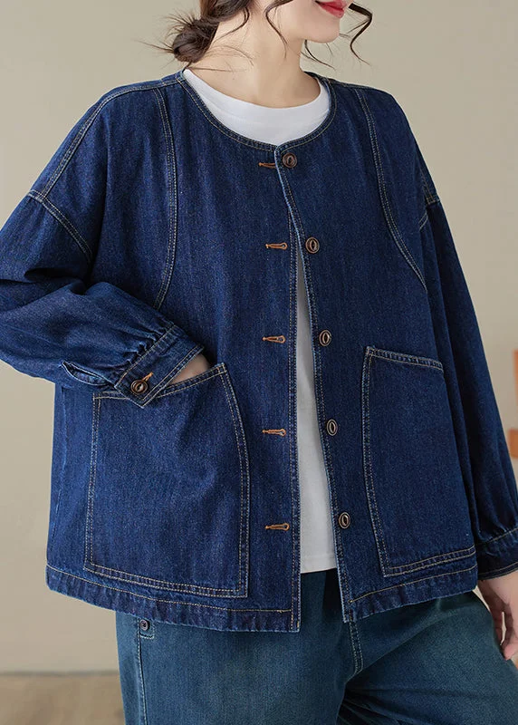 Comfortable Fashion Choices Comfort Trends Loose Blue O-Neck Pockets Patchwork Denim Coats Long Sleeve Comfortable Fashion Choices Comfort Trends Loose Blue O-Neck Pockets Patchwork Denim Coats Long Sleeve