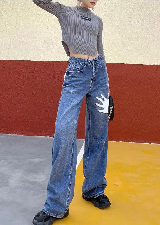 Relaxed Chic Soft Dressing Organic Spring Wide Leg Pants Stylish Denim Blue Photography Hole High Waist Pants Relaxed Chic Soft Dressing Organic Spring Wide Leg Pants Stylish Denim Blue Photography Hole High Waist Pants