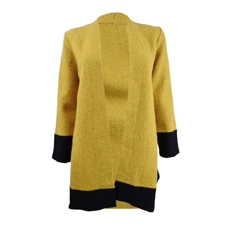 Versatile Outfits Fashionable Comfortwear Kasper Women's Colorblocked Open-Front Jacket (XS, Dijon/Black)