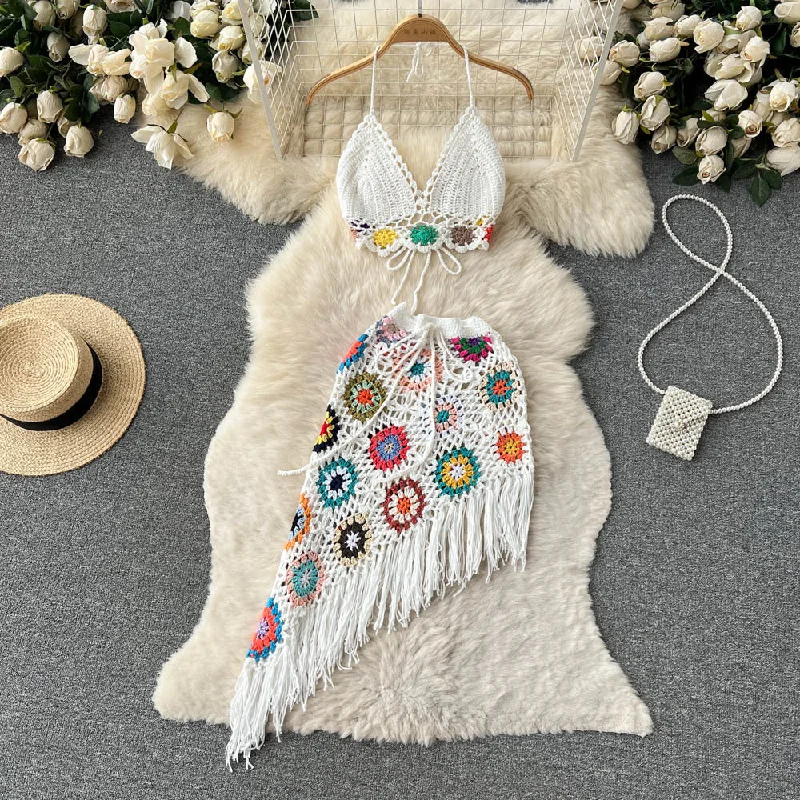 Affordable Layers Practical Layers Summer Bohemian Crochet Knitted Strapless Tops & Skirts Women Sets Affordable Layers Practical Layers Summer Bohemian Crochet Knitted Strapless Tops & Skirts Women Sets