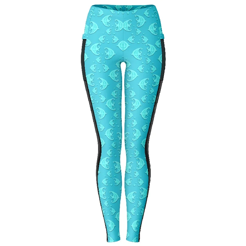 Comfortable Fashion Choices Comfy Styling Blue Fish Leggings