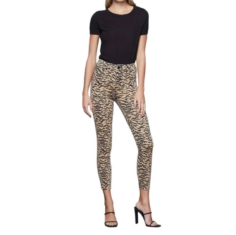 Chic Vibes Versatile Chic Good Waist Zebra Print High Rise Skinny Jeans In Multicolor