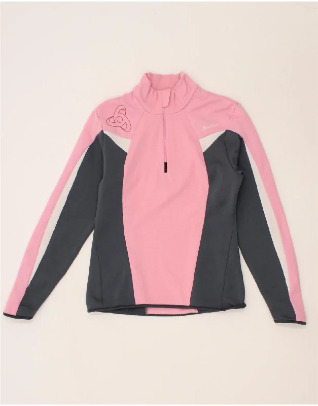 ODLO Womens Graphic Zip Neck Pullover Tracksuit Top UK 6 XS Pink