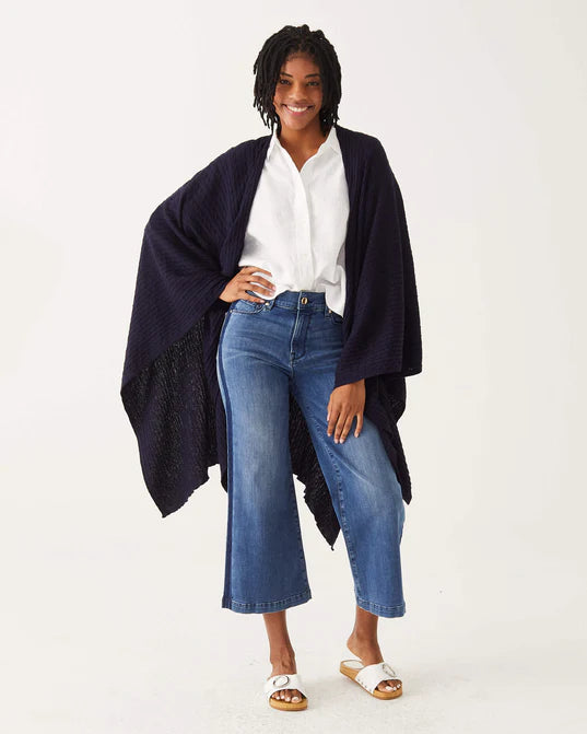 Soft-Fit Wear Relaxed Outfits Mersea Charleston Cable Wrap Navy