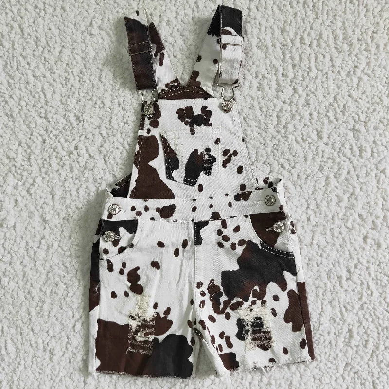 Cozy and Fashionable Effortless Chic Style girl and boys high quality denim overalls children milk cow print pockets jeans
