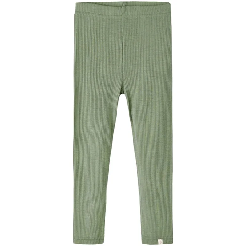 Lil'Atelier Oil Green Fable Slim Wool Leggings