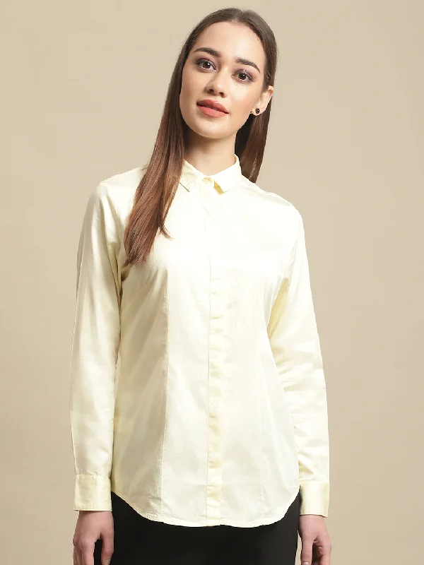 Comfortable Textiles Wear Soft Fit Women's Formal Slim Fit Lemon Regular Full Sleeve  Shirt