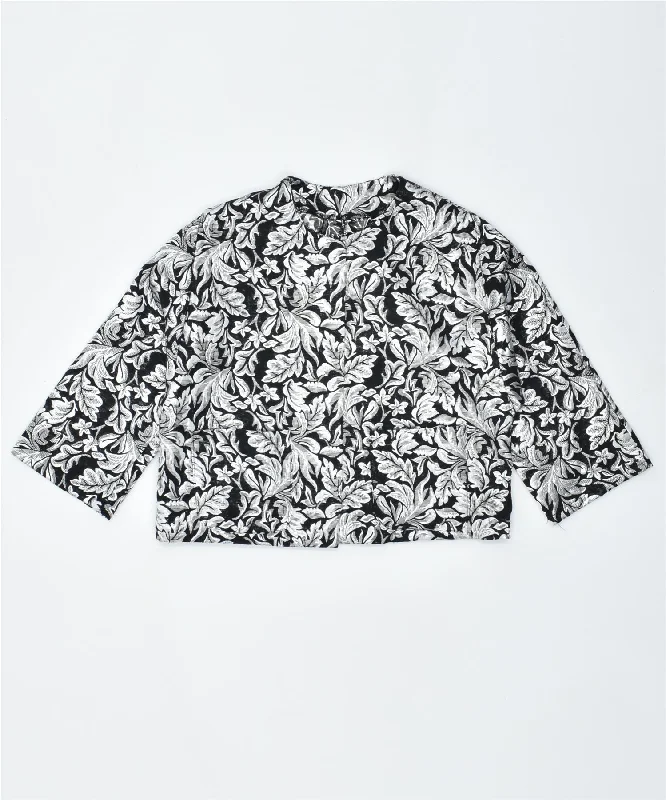 Warm and Soft Textiles Elegant Wear VINTAGE Womens Blazer Jacket UK 14 Medium Silver Floral