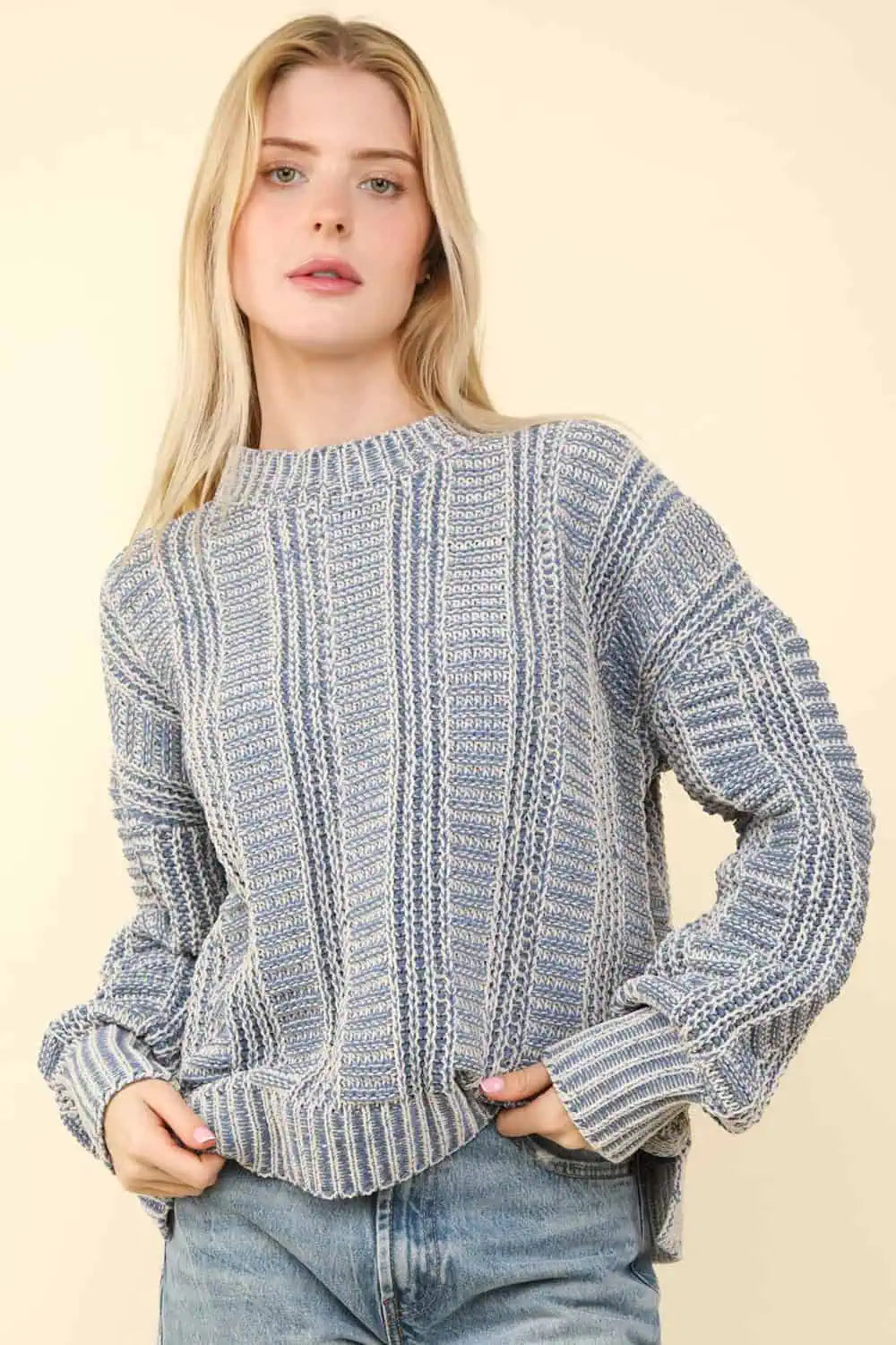 Effortless Soft Layers Budgeted Fashion VERY J Two Tone Long Sleeve Sweater