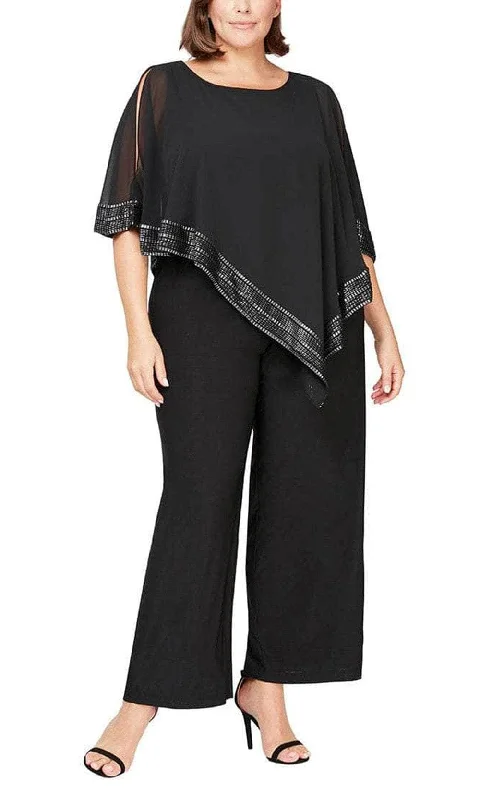 Smart Comfort Wear Soft Fashion SLNY 9477331 - Metallic Trim Cape Jumpsuit