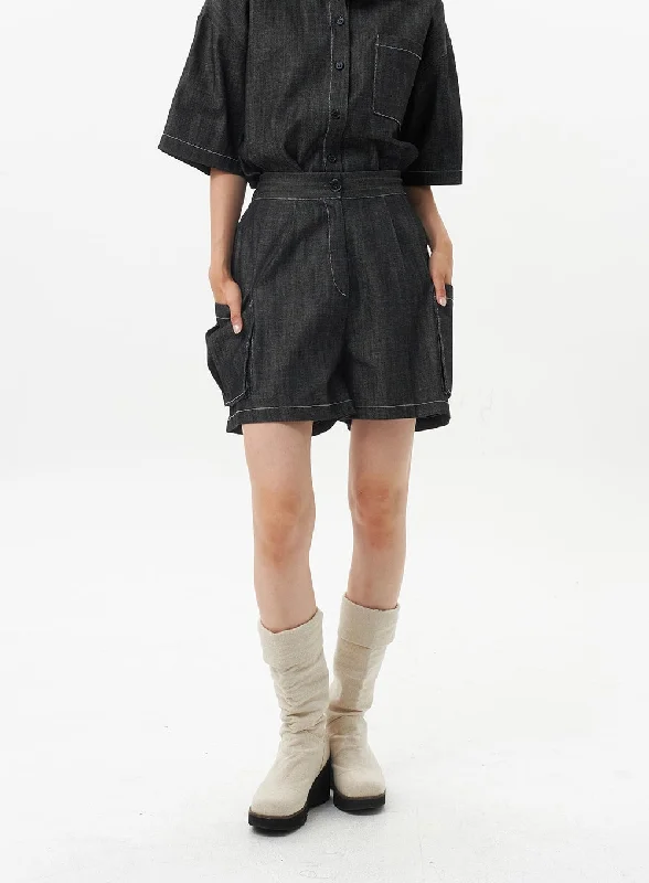 Soft-Fit Clothes Soft Fashion Cargo Denim Shorts OU326