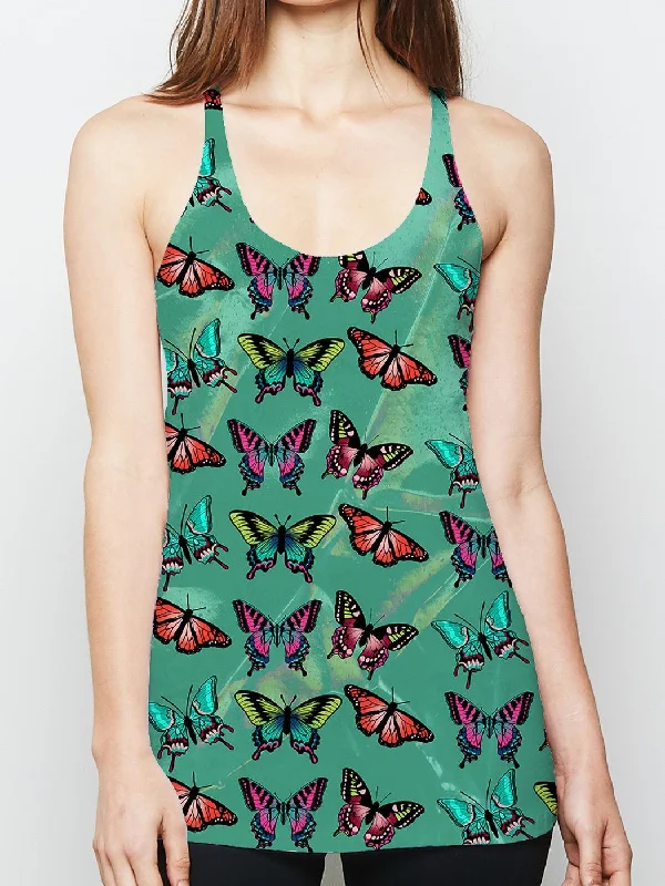 Practical Wear Pieces Cozy Textures Emerald Butterfly Racerback Tank Top