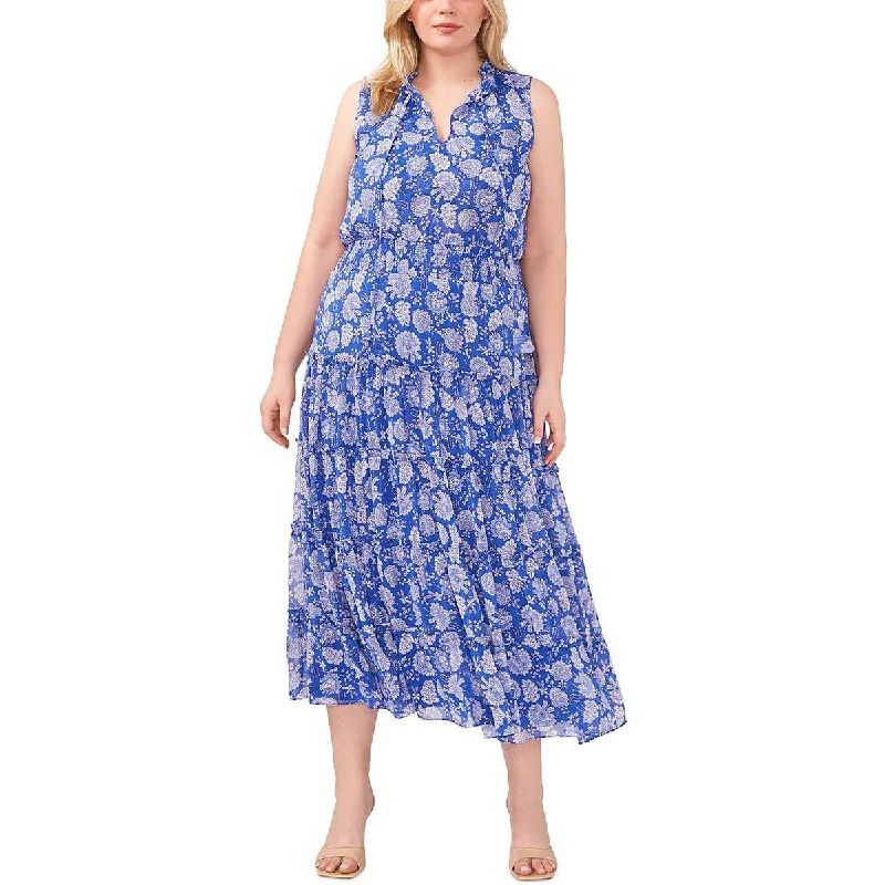 Cozy and Fashionable Chic Fit MSK Womens Plus Printed Long Maxi Dress