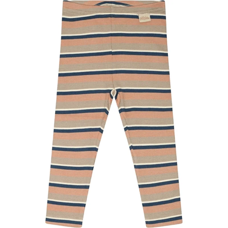 Comfortable Textiles Wear Soft Fashion Petit Piao® Cafè Rose/Soft Sand/Denim Blue Leggings Modal Multi Striped Comfortable Textiles Wear Soft Fashion Petit Piao® Cafè Rose/Soft Sand/Denim Blue Leggings Modal Multi Striped