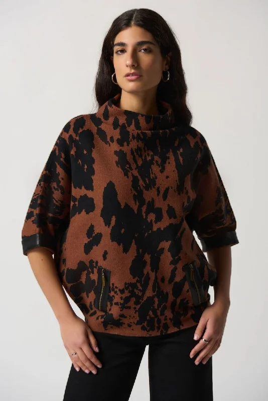 Comfortable Layered Styles Comfy Chic Joseph Ribkoff Toffee/Black Animal Print Boxy Top Style 233948 Comfortable Layered Styles Comfy Chic Joseph Ribkoff Toffee/Black Animal Print Boxy Top Style 233948