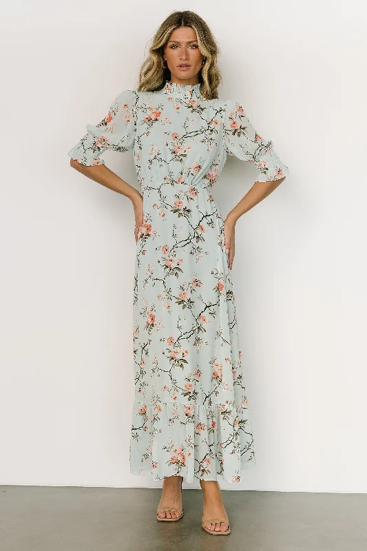 Effortless Chic Looks Effortless Chic Style Marie Mock Neck Maxi Dress | Sage Floral
