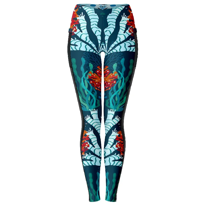 Simple Fashion Styles Stylish Outfits Blue Coral Leggings