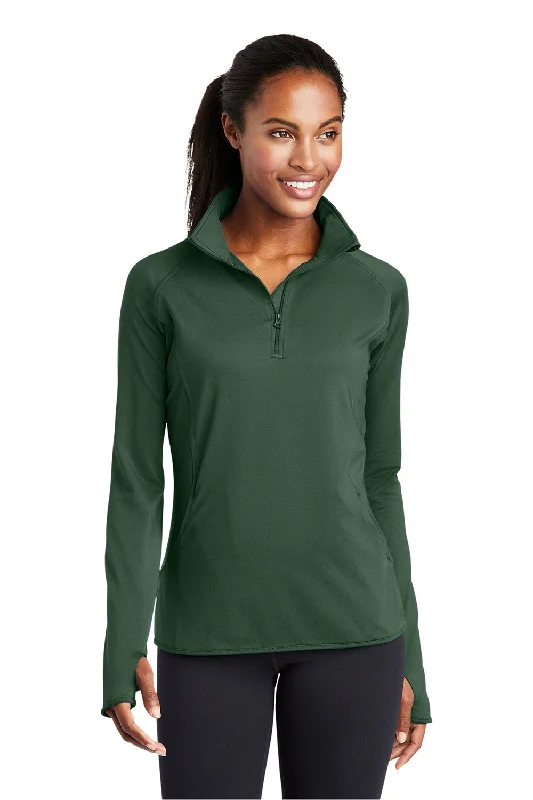 Soft Fabric Choices Easy Style Sport-Tek Womens Sport-Wick Moisture Wicking 1/4 Zip Sweatshirt w/ Pouch Pocket - Forest Green Soft Fabric Choices Easy Style Sport-Tek Womens Sport-Wick Moisture Wicking 1/4 Zip Sweatshirt w/ Pouch Pocket - Forest Green