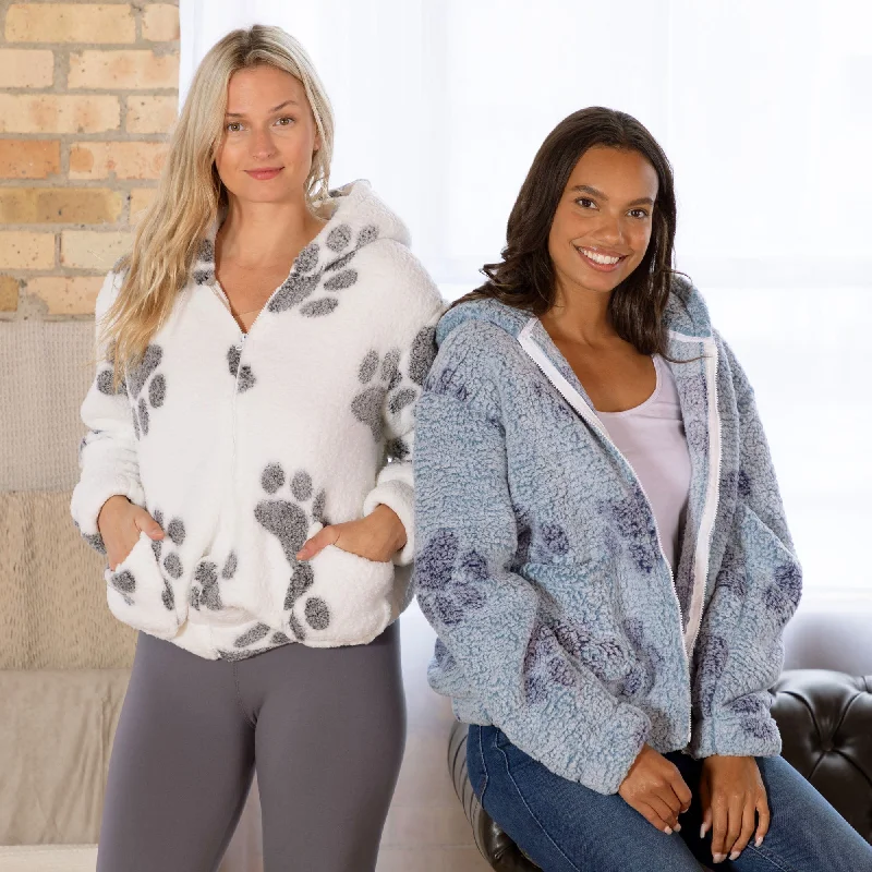 Cool Comfort Clothing Cozy Dresses Cozy in Paws Plush Sherpa Fleece Hooded Jacket