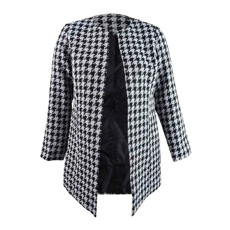 Kasper Women's Tweed Houndstooth Topper (10, Black/White)