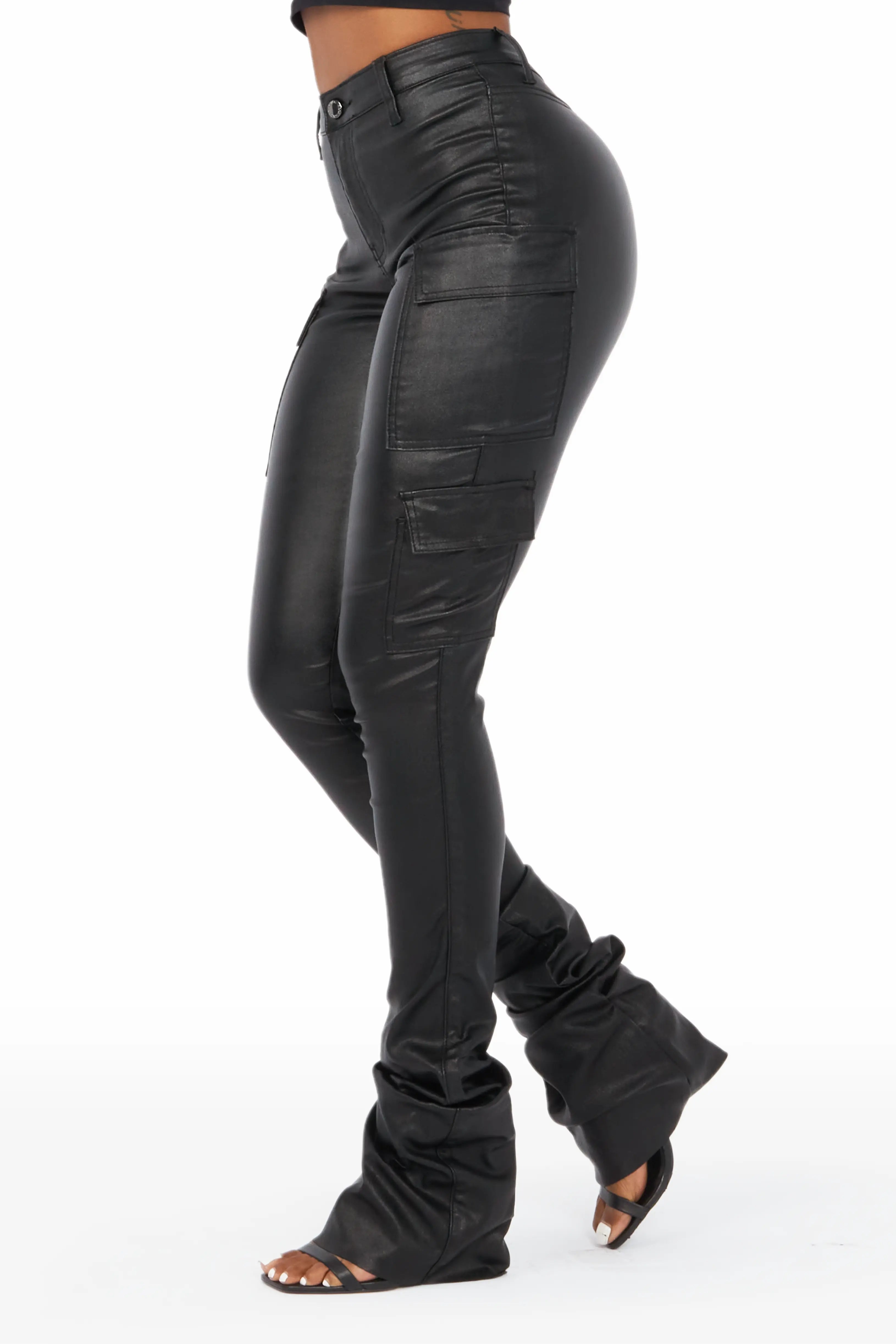 Vixen Metallic Black Cargo Super Stacked Pant