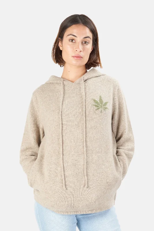 Cozy Fabric Fits Cozy Casuals x Blue&Cream Leaf Cashmere Hoodie Oatmeal