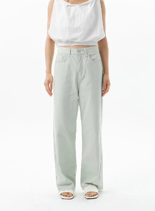 Effortless Chic Looks Elegant Wear Straight Leg Cotton Pants OU319