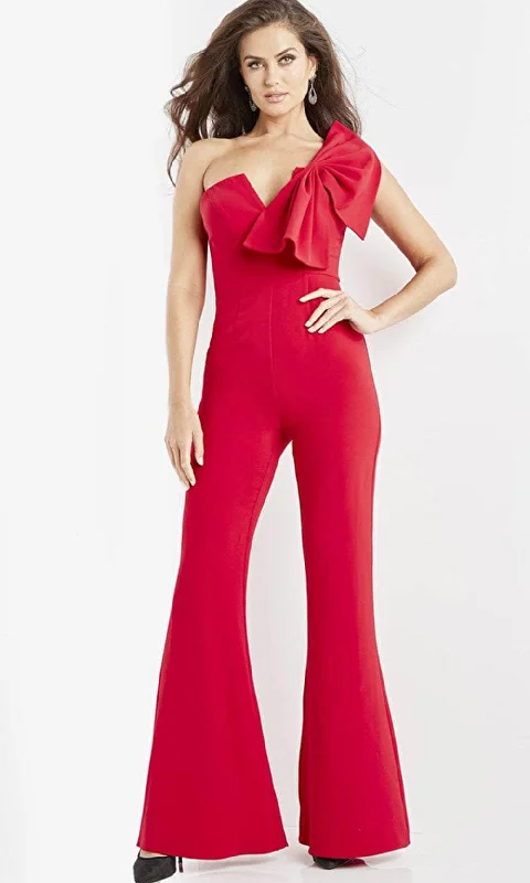 Affordable Layers Relaxed Pieces Jovani 09525 - V-Neck Single Strap Jumpsuit